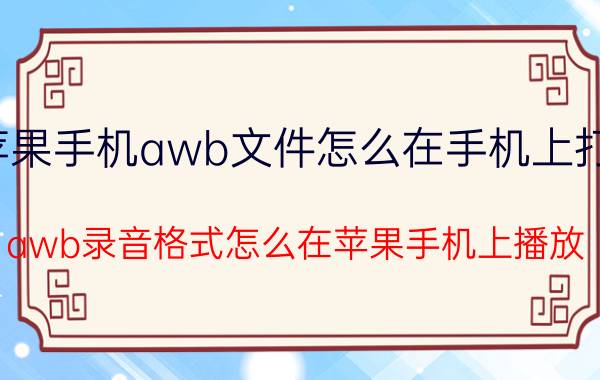 苹果手机awb文件怎么在手机上打开 awb录音格式怎么在苹果手机上播放？